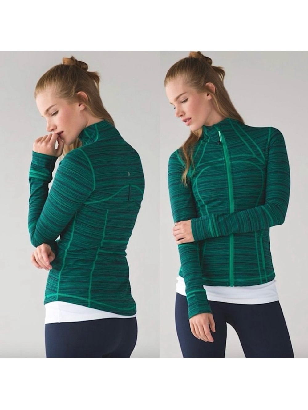 lululemon athletica cyber jungle hero blue stripe Patterned Define Zip Jacket